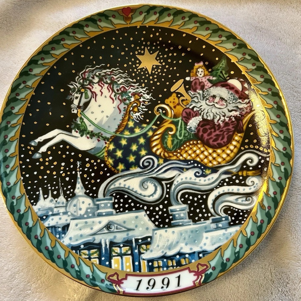 Bing & Grondahl Santa Claus 1991 Collection Plate The Journey Orig Box And Paper
